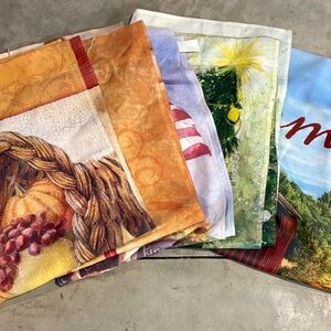 Five Printed Decorative Fabric Flags in Autumn & Holiday Colors